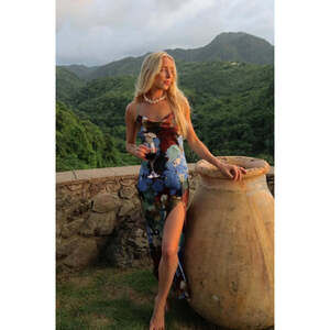 12th Tribe Natalia Blue Printed Maxi Dress Size MM